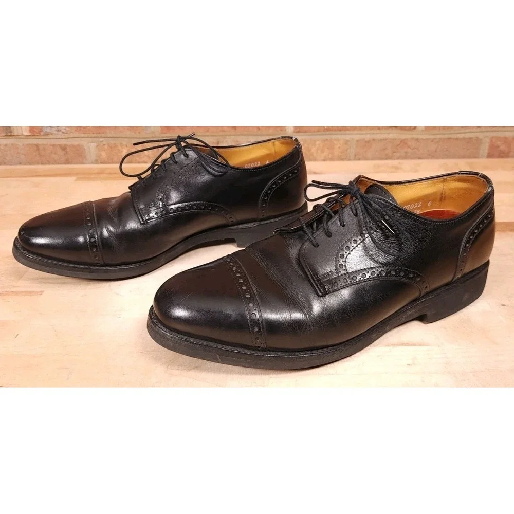 Allen Edmonds Benton Cap Toe Blucher Derby Dress Shoes Orthotics Size 10 D Black